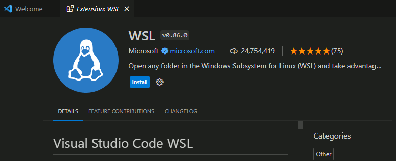 Целевая страница официального расширения Microsoft VSCode WSL.