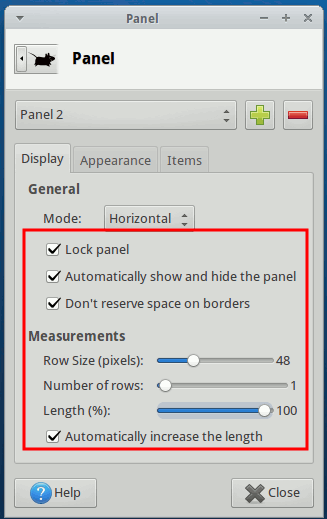 xfce-новая-панель-дисплей-конфигурация