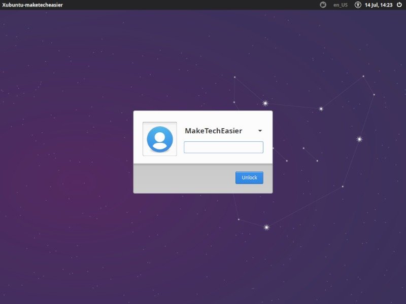 Экран входа в Xfce Xubuntu