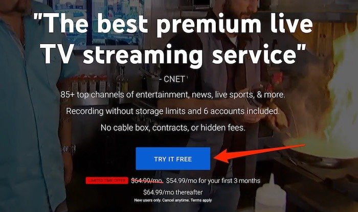 Пробная версия YouTube TV Premium TV