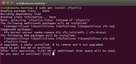 Установите ZFS в Ubuntu