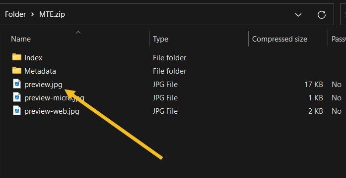 Предварительный просмотр ZIP-файла