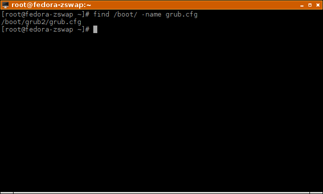 zswap-find-grub-cfg-on-Fedora