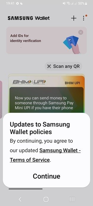 Использование опции «Сканировать любой QR» в Samsung Wallet.