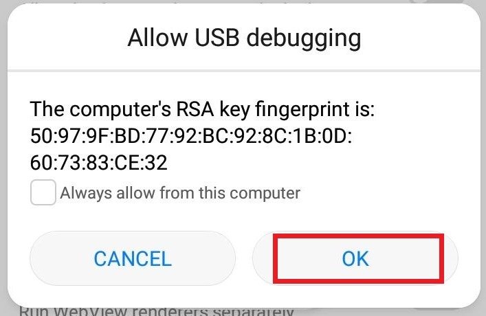 Разрешить отладку по USB