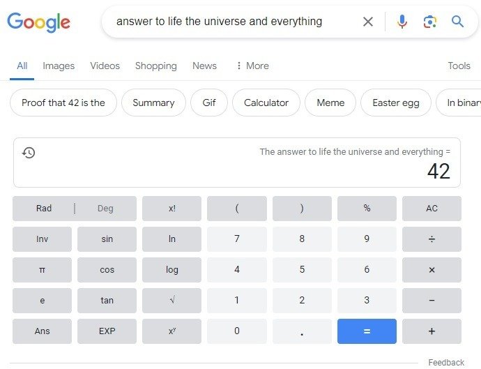Пытаемся найти ответ на вопрос о жизни с помощью пасхального яйца Google.