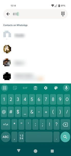Поиск контактов по номеру в WhatsApp для Android.