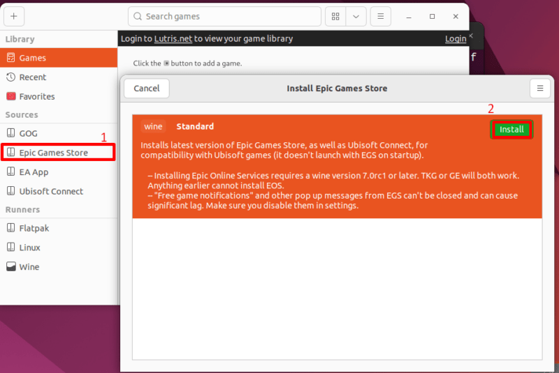 Установите Epic Games Store в Lutris