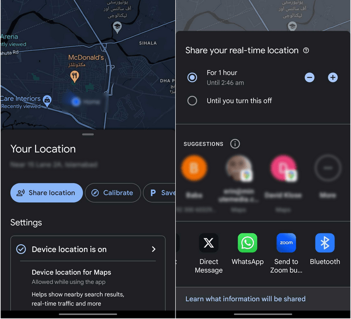 Поделитесь местоположением через Google Maps