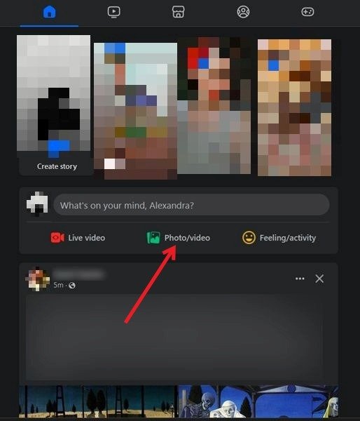 Нажмите на опцию «Фото/видео», чтобы начать новую публикацию в Facebook на ПК.