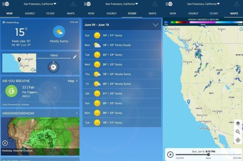 Приложение Weatherbug для смартфонов