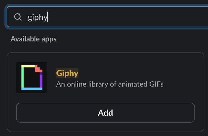 Добавьте Giphy в Slack в приложении, когда оно появится
