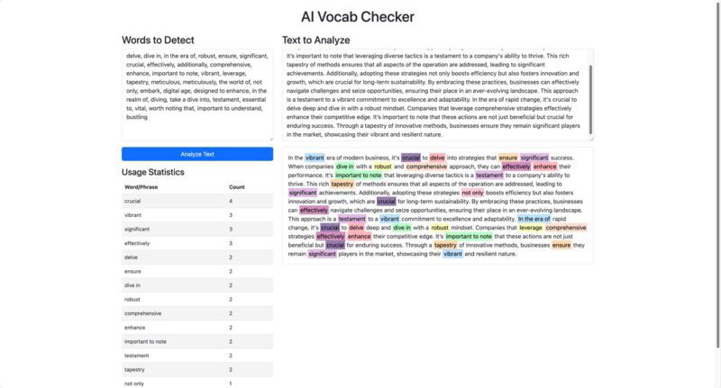 Вторая подсказка Ai Vocab Checker