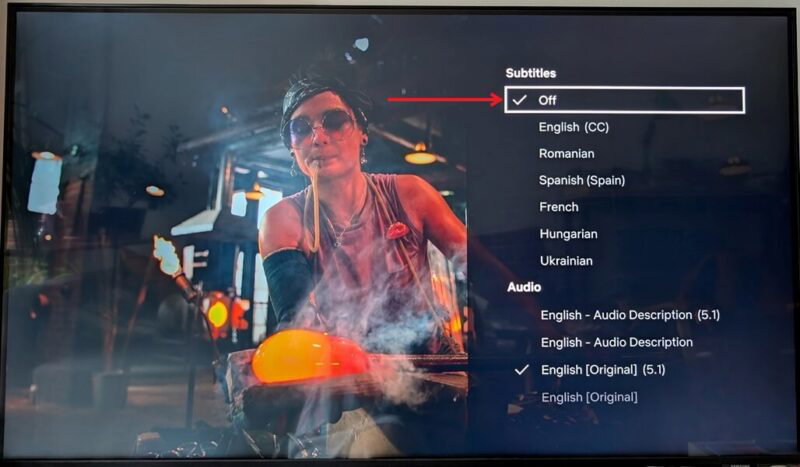 Отключение субтитров в Netflix на телевизоре Samsung.