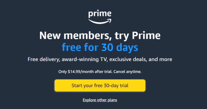 Зарегистрируйтесь на Amazon Prime