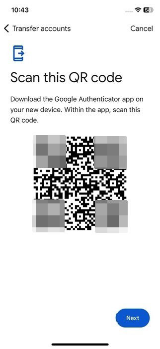 QR-код виден в приложении Google Authenticator.