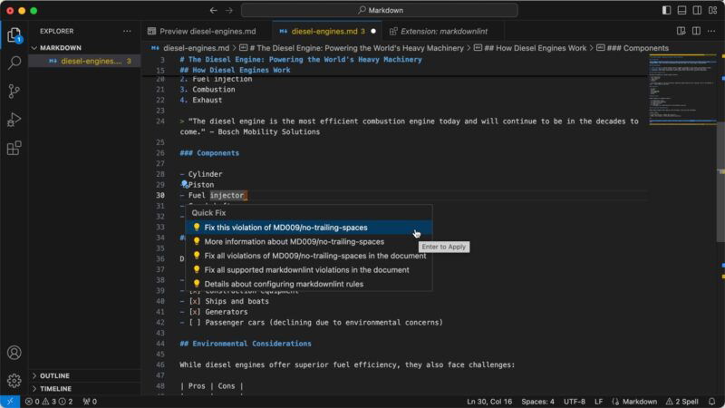 Vscode Markdown Линт