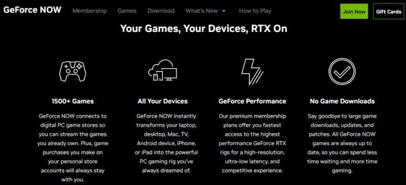 Обзор преимуществ членства в GeForce Now.