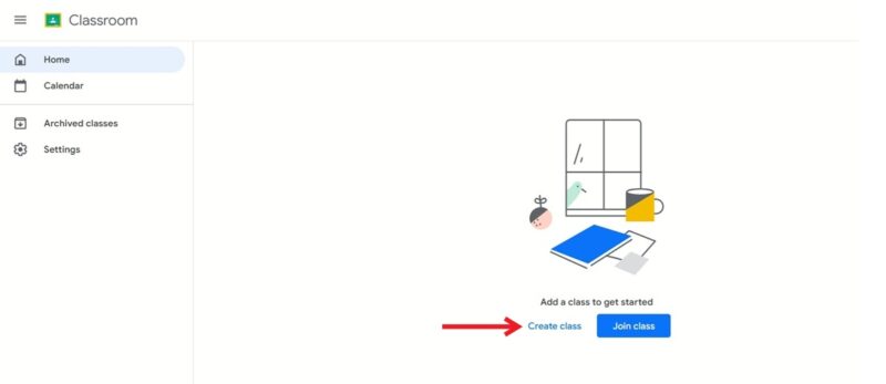 Нажав кнопку «Создать класс» в Google Classroom на ПК.