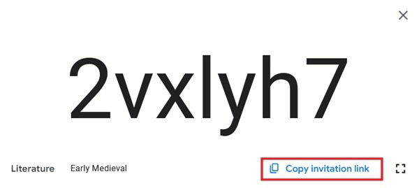 Нажмите «Копировать ссылку на приглашение», чтобы поделиться информацией в Google Classroom на ПК.