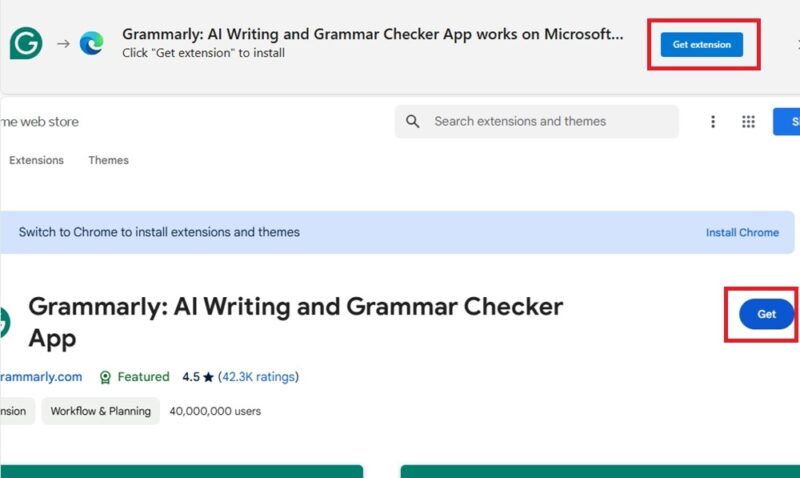 Установка Grammarly на Edge.