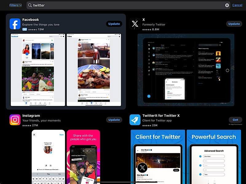 Приложение X Twitter отсутствует в Mac App Store для iPad