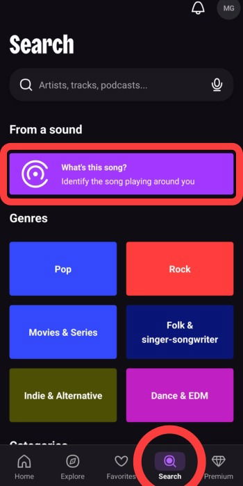 Функция Deezer Songcatcher