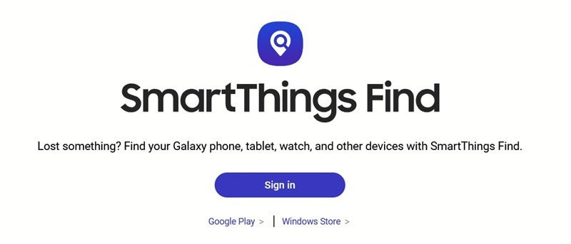 Вход в систему с учетной записью Samsung в SmartThings Find.