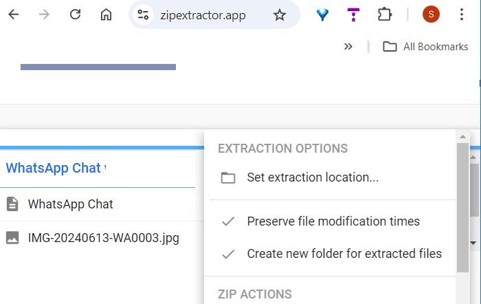 Использование ZIP Extractor на Google Диске и настройка места извлечения в новой папке.