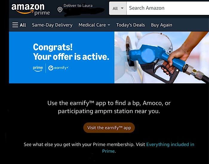 Экономия газа Amazon Посетите приложение Earnify