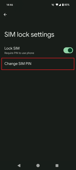 Нажмите «Изменить PIN-код SIM-карты» в настройках Android.