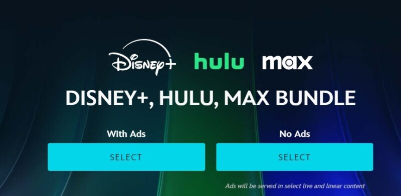 Логотип пакета Disney+, Hulu и Max.