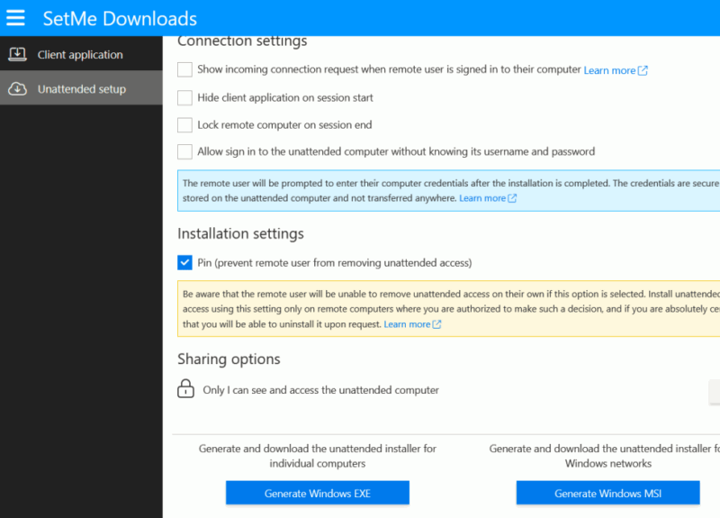 Создание автоматического EXE-файла в SetMe Downloads на ПК администратора.