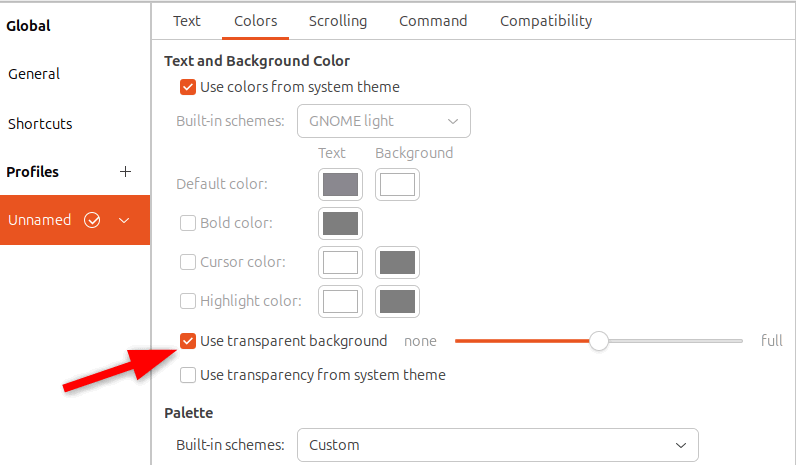 Изменение прозрачности терминала Фон терминала Ubuntu.