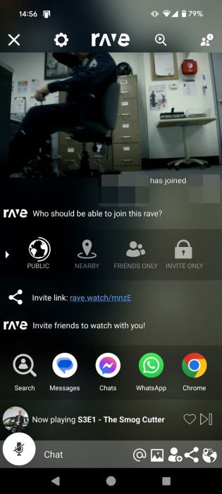 Воспроизведение Prime Video в приложении Rave.