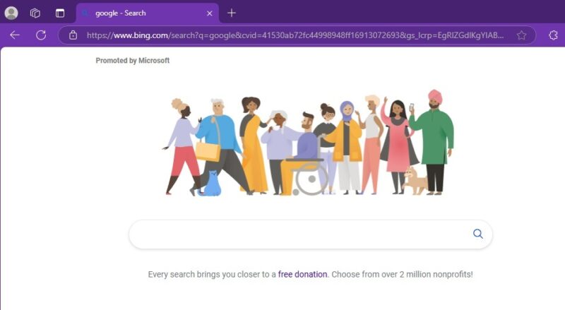 Результат поиска Microsoft Bing в Google.